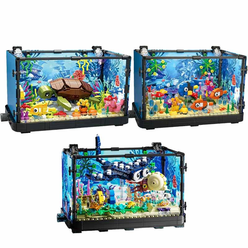 Fish Tank Building Block Set w - Aquarium Marine Fishes ulasan dan harga