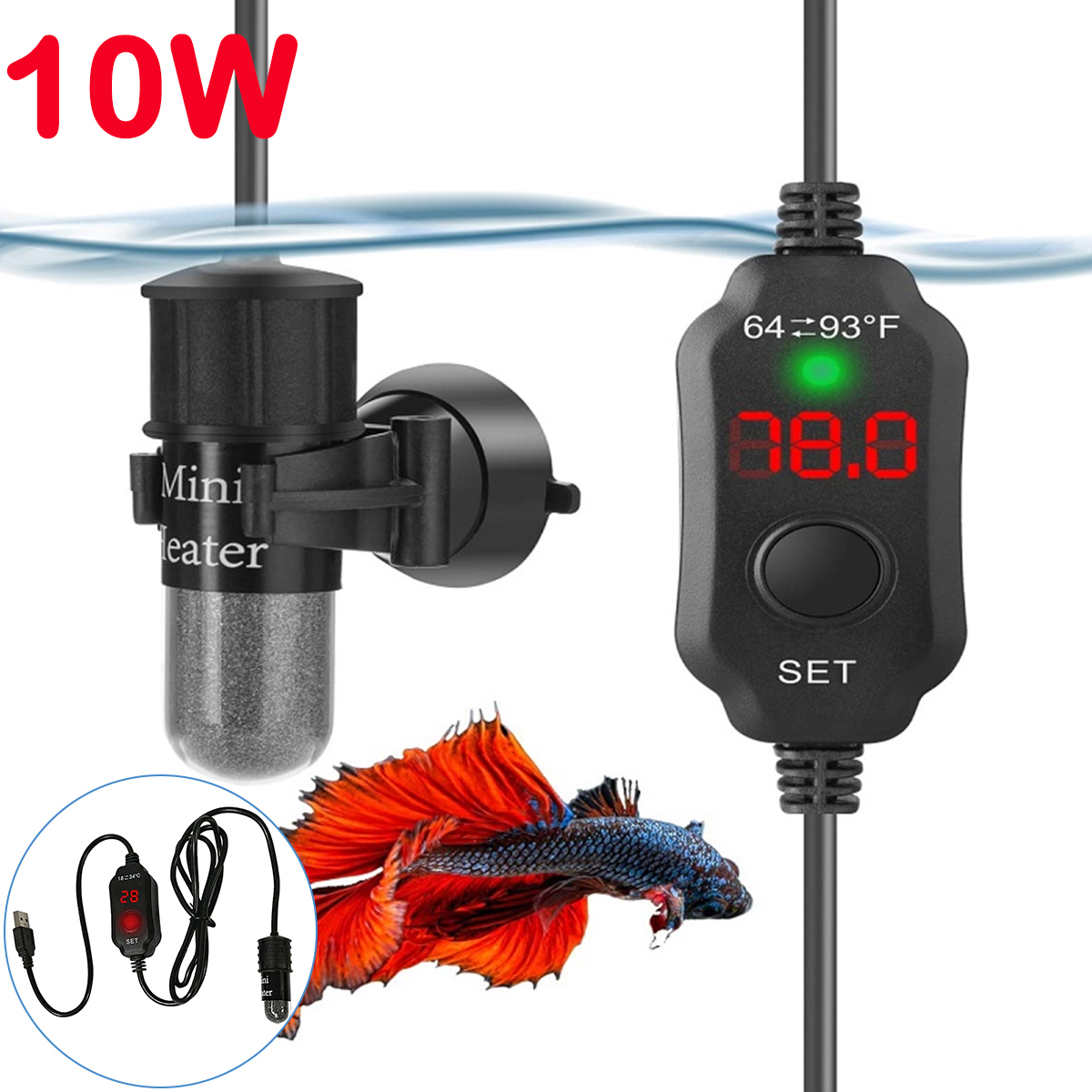 10W Adjustable Aquarium Heater - Marine Aquarium Nano ulasan dan harga
