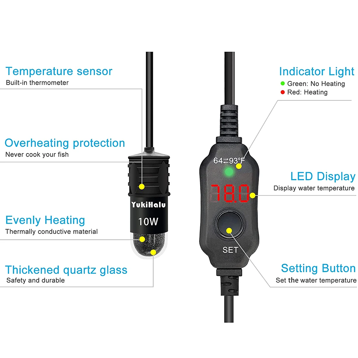 10W Adjustable Aquarium Heater - Marine Aquarium Nano ulasan dan harga